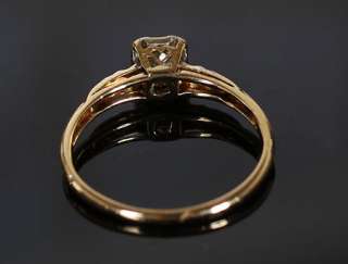 Estate Jewelry Solid 14k Yellow Gold Antique Diamond Engagement 