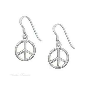  Sterling Silver Peace Symbol Sign Dangle Earrings Jewelry