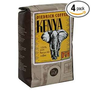 Diedrich Coffee Kenya, Whole Bean Coffee, 12 Ounce Boxes (Pack of 4 