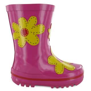 KIDS GIRLS PINK RUBBER WELLIES RAIN SNOW WELLY BOOTS UK  