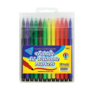  BAZIC 12 Triangle Washable Watercolor Markers, Case Pack 