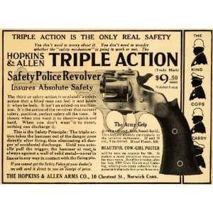  1909 Ad Hopkins Allen Safety Police Revolver Arms Gun 