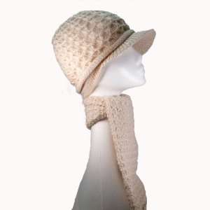  KNIT CAP & SCARF COMBO   CREAM 