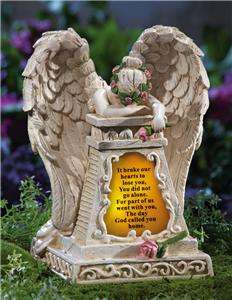 Touching Solar Lighted Weeping Angel Memorial Garden Stone  