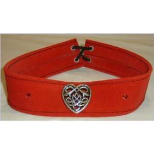  Red Suede Celtic Heart Choker p142r 
