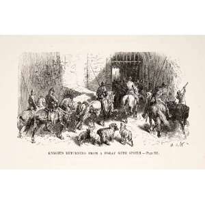  1875 Woodcut Knight Loot Spoils War Portcullis Alphonse 