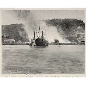 1899 Print Spanish American War Siboney Fire Buildings Disease 