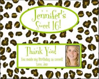 12 Personalized Birthday Cheetah Candy Bar Wrappers  