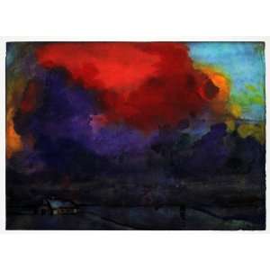  1970 Print Emil Nolde Abstract Watercolor Modern Art Red 