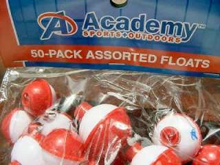   Pack Asssorted Fishing Bobbers, Academy Sports Red/White Floats  