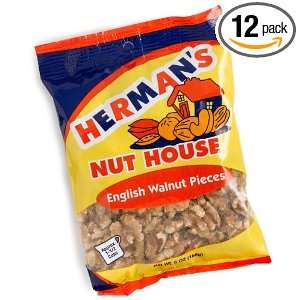 Hermans Nut House English Walnut Pieces, 6 Ounce Bags (Pack of 12)