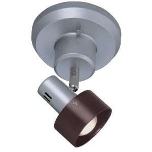 Wall Ceiling Lamp with Dark Walnut Wood Ring Shade   Silver Finish