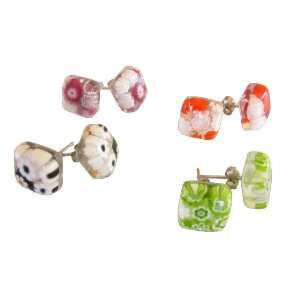   PAIRS Assorted Flower Venetian Murano Glass Earrings Jewelry Jewelry
