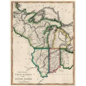 Antique Map of the Upper Midwest United States (ca 1810) by Kneass and 