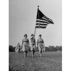  Wacs Carrying Flag for First Time at Retreat Photographic 