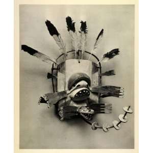 Photogravure Shaman Mask Inuit Anvik Alaska Eagle Feather Tribal Tribe 