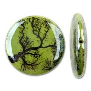  36mm Porcelain Disc Green Tree