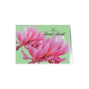  Aunt Birthday Beautiful Pink Flower Blossoms Greeting Card 