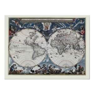 World Map by Joan Blaeu   1664 Poster