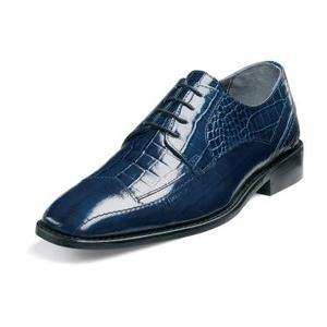 STACY ADAMS Mens Tarviso Modified Cap Toe Dress Shoes Blue Leather 