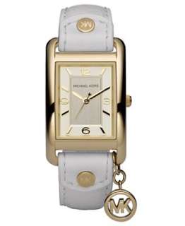   KORS WHITE LEATHER STRAP WITH GOLD CHARM WATCH MK2212 NEW  