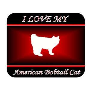  I Love My American Bobtail Cat Mouse Pad   Red Design 