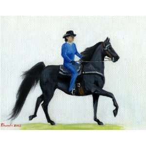  American Saddlebred Horse Western Pleasure Portrait Matted 