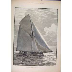  Yacht Puritan American America Old Print 1885
