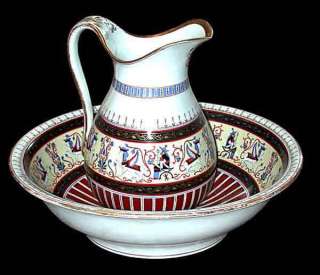 RARE PORCELAIN EGYPTIAN REVIVAL WASH SET c. 1865  