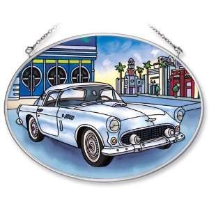Amia Hand Painted Glass Suncatcher with 1956 Ford Thunderbird Design 