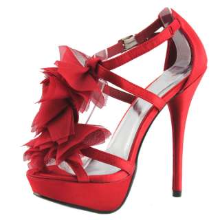 Prom ball dress ladies red satin platform shoes AU 9  