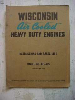 WISCONSIN ENGINE INSTRUCTION AND PARTS MANUAL AD AE AES  