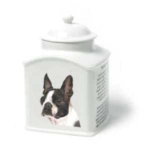  Boston Terrier Dog Van Vliet Porcelain Memorial Urn 