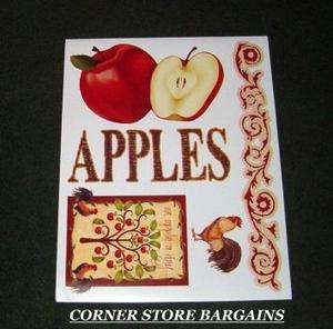 Country Kitchen Rooster APPLES Wall DECOR Stickers  