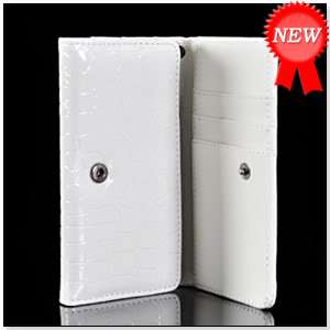 WHITE CROCODILE LEATHER WALLET CASE COVER CARD POUCH SONY ERICSSON 