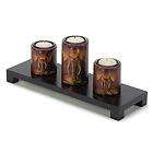 3D CARVINGS ELEPHANT FAMILY SET OF THREE CANDLEHOLDERS 