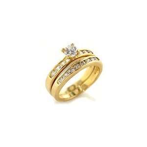  Elegant Two Piece Wedding Ring Set 18kt Gold EP Size 5 10 