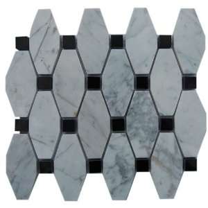  Stella Pattern White Carrera With Black Dot Marble Tile 