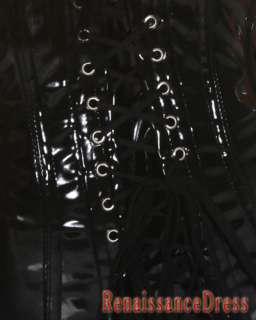 Goth Black PVC Underbust Corset Waist Training Cincher  