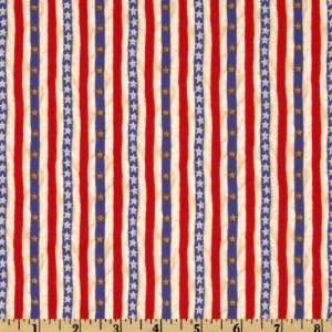 44 Wide A Scout Is. . . Stars and Stripes Red/Cream Fabric By The 