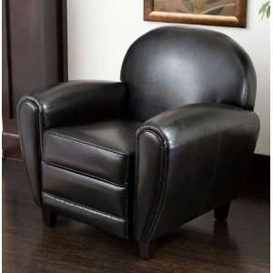  David Black Leather Club Chair (Black) (35W x 34H x 32D 