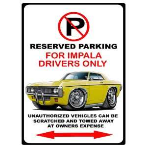  1969 Chevrolet Impala Muscle Car toon No Parking Sign 