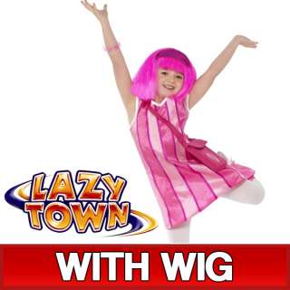   Stephanie Lazy Town Pink Fancy Dress Costume & Wig Age 3 9  