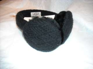 NEW UGG Australia Earmuffs Wool cable knit black  