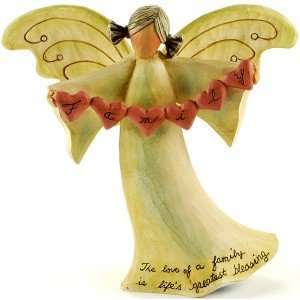  Family Angel with Hearts Figurine Blossom Bucket Resin 