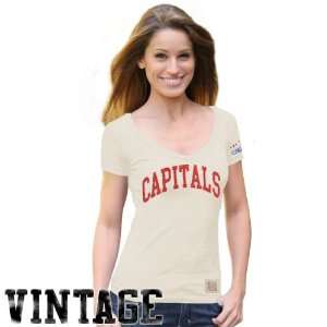 Original Retro Brand Washington Capitals Ladies White Vintage Deep V 