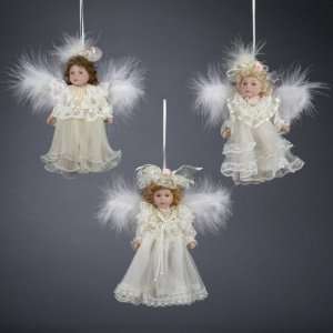  Club Pack of 12 Porcelain Angel with Ivory Dress Christmas 