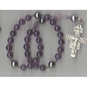  Anglican Rosary of Amethyst with St. Francis Cross 