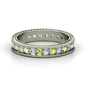  Anisha Ring, 14K White Gold Ring with Diamond & Peridot 