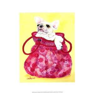  Frenchie in Pink Purse HIGH QUALITY MUSEUM WRAP CANVAS 